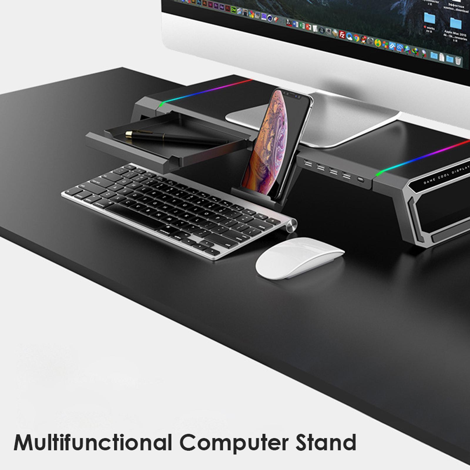 Desk Setup For Laptop And Monitor - Opvouwbare laptopmonitorstandaard met 4 USB-poorten en