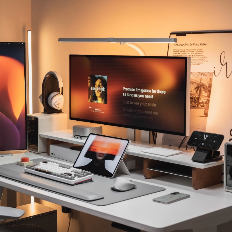 Desk Setup For Laptop And Monitor - Moderne monitorverhoger, ergonomische bureauplank, organisator, computermonitorrek