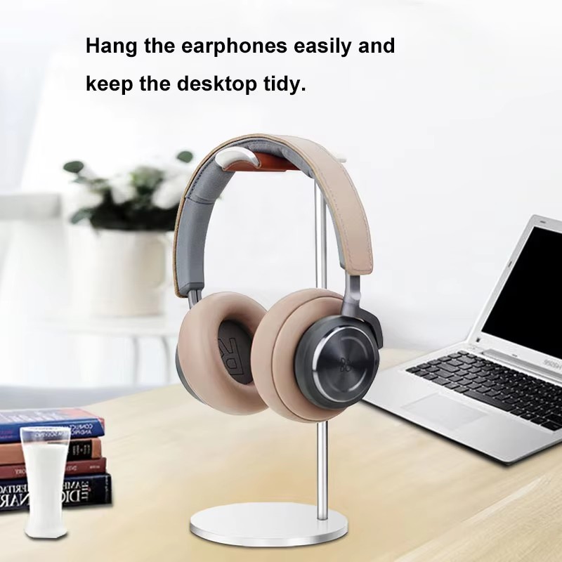 Desk Setup Game - Gebogen aluminium hoofdtelefoonstandaard, stevige metalen gaming-headset-oortelefoonhouder,