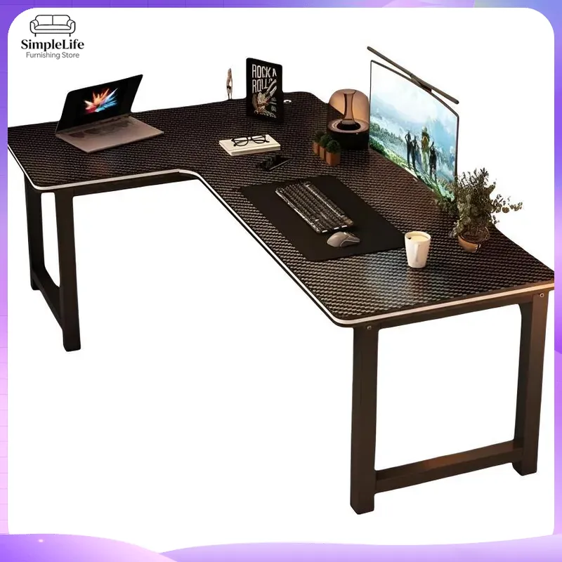 Desk Setup For Office - Hoekbureau computerbureau met opbergplank voor pc-setup