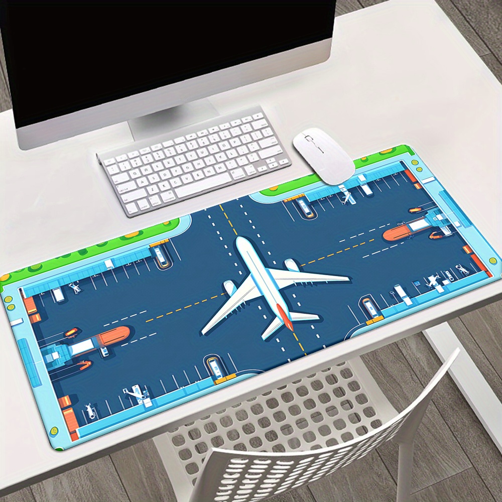 Desk Setup For Office - Vliegveld-muismat, grote uitgebreide bureaumat, duurzame rubberen