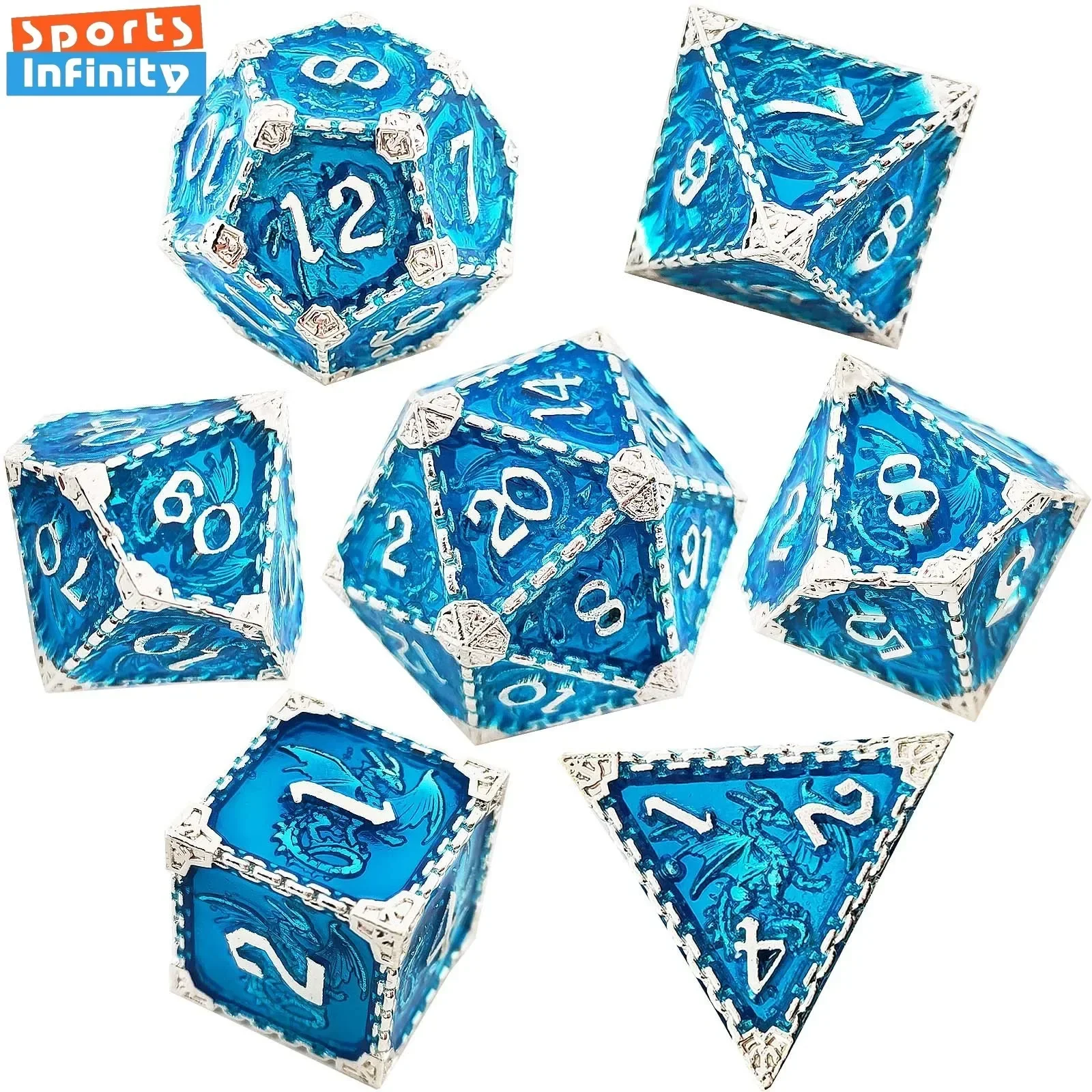 Desk Setup Game - 7pcs Metalen Dobbelstenen Set Zinklegering Effen