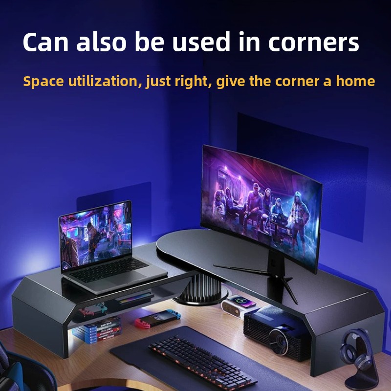 Desk Setup For Laptop And Monitor - Gaming Dubbele Monitorstandaard Kantoor Schermverhoger Ondersteuning