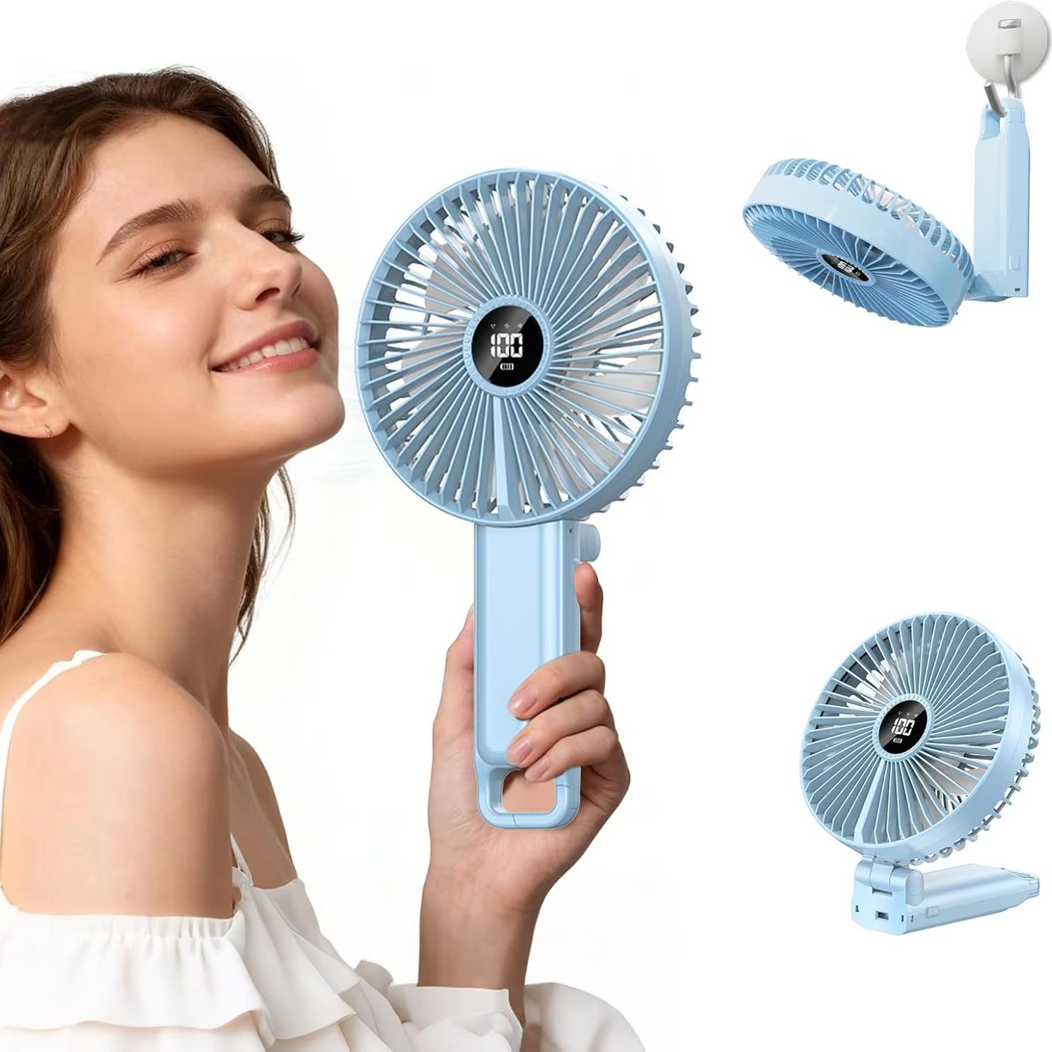 Desk Setup Gear - Nieuwe draagbare opvouwbare handventilator 3600mAh oplaadbare