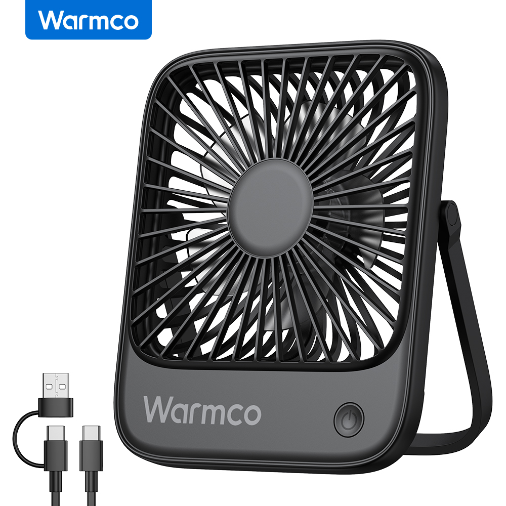 Desk Setup Gear - Warmco Miniventilator USB-bureauventilator Draagbare oplaadbare 3-snelheden
