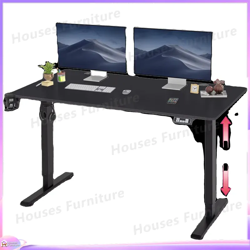 Desk Setup Ergonomics - Grote gaming computerbureau met RGB LED-verlichting,