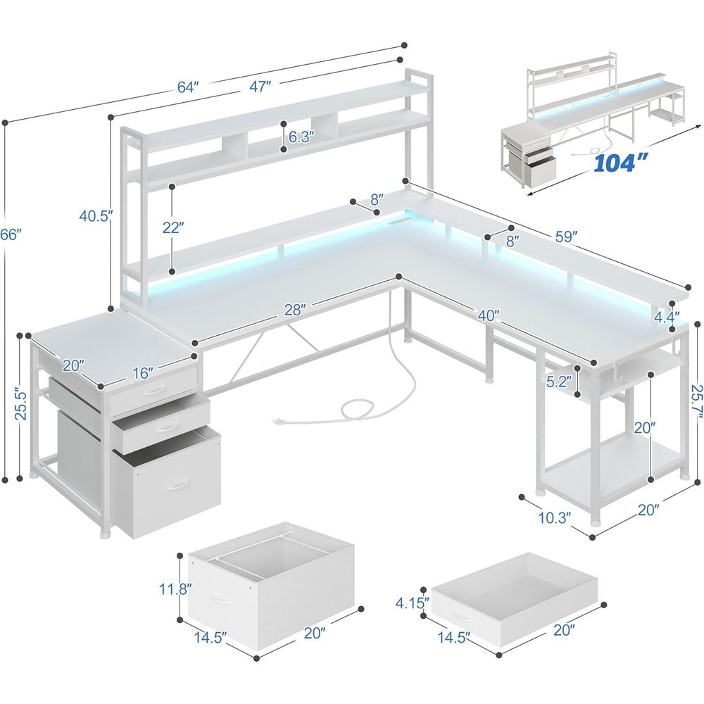 104-inch L-vormig bureau voor  - Desk Setup With 2 Monitors recensie en prijs