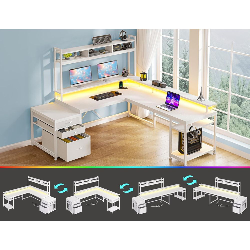 104-inch L-vormig bureau voor  - Desk Setup With 2 Monitors recensie en prijs