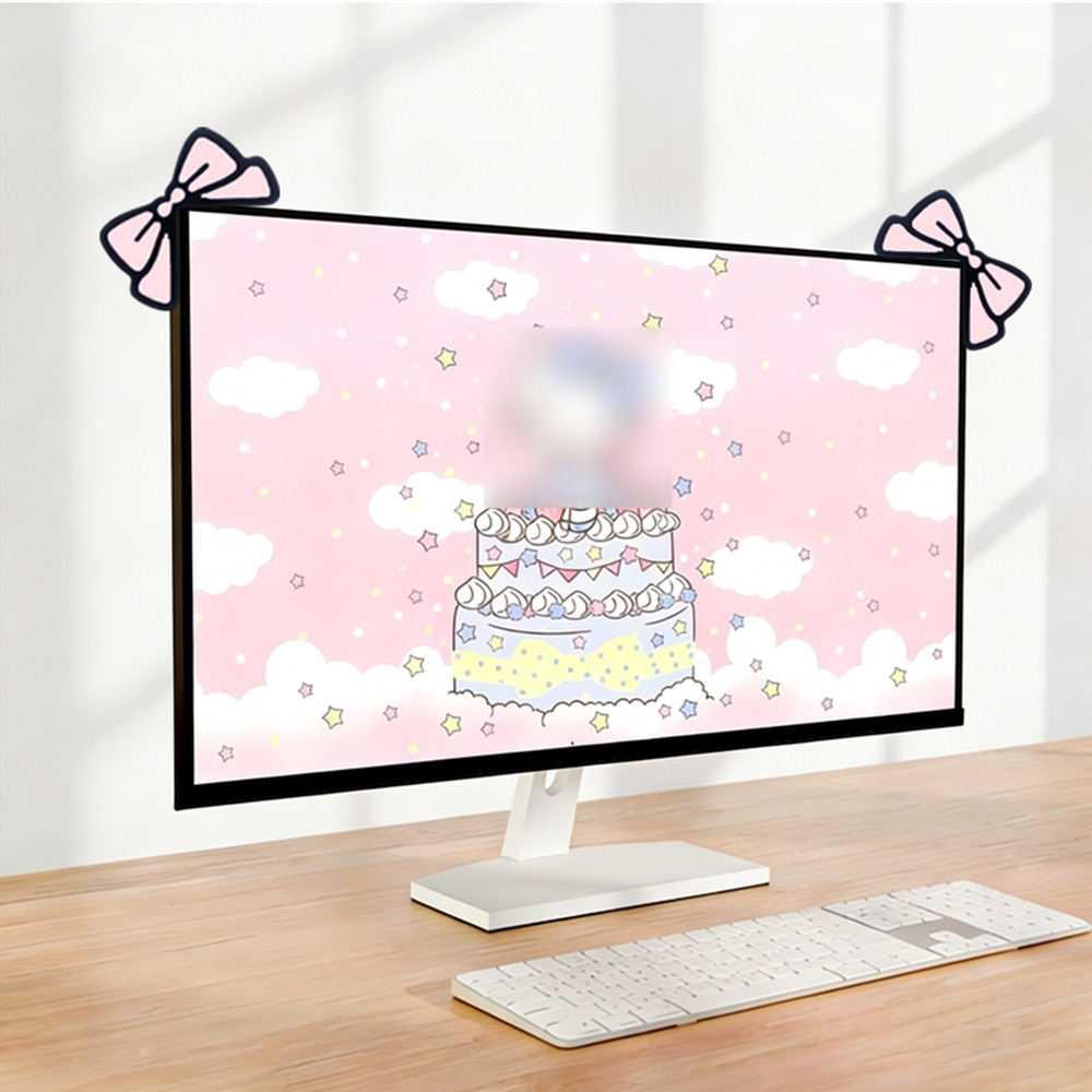 Schattige roze strik monitorde - Desk Setup For Laptop And Monitor recensie en prijs