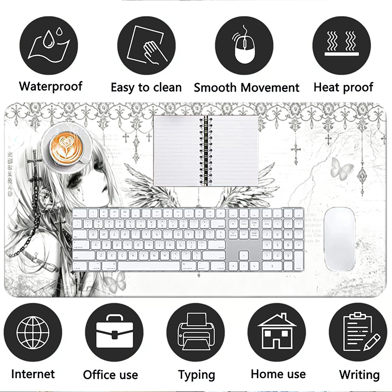 Leren muismat Zwart Wit Anime  - Desk Setup Mat recensie en prijs