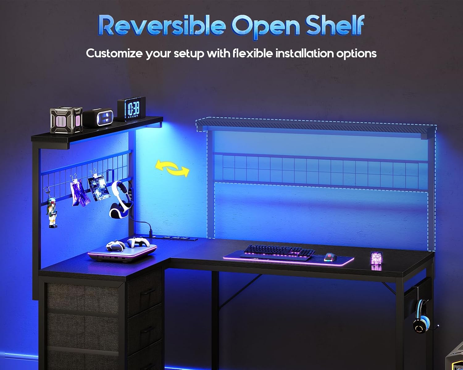 L-vormige gamingtafel met plan - Desk Setup Game recensie en prijs