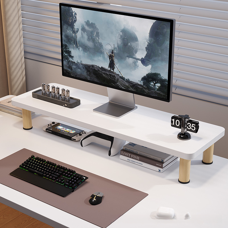 Houten monitorstandaard, burea - Desk Setup For Laptop And Monitor recensie en prijs