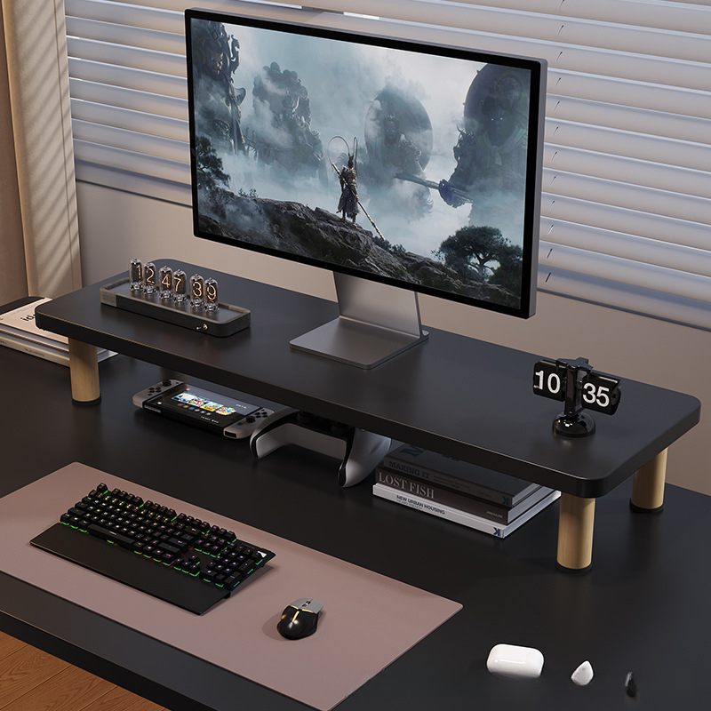 Houten monitorstandaard, burea - Desk Setup For Laptop And Monitor recensie en prijs